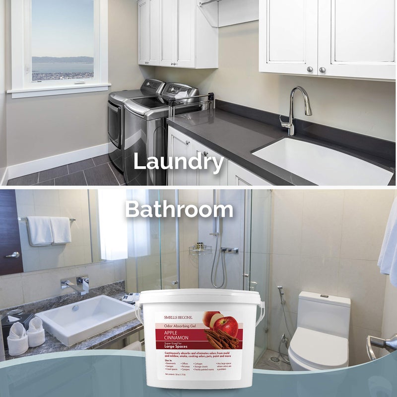 SMELLS BEGONE 1-Gallon Odor Absorber Gel - Air Freshener & Odor Eliminator for Homes, Garages & Commercial Buildings - Industrial Size - Apple Cinnamon Scent - Image 5